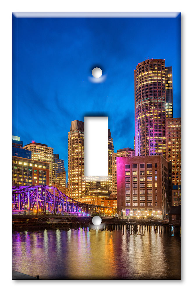 Art Plates - Decorative OVERSIZED Wall Plates & Outlet Covers - Boston At Night
