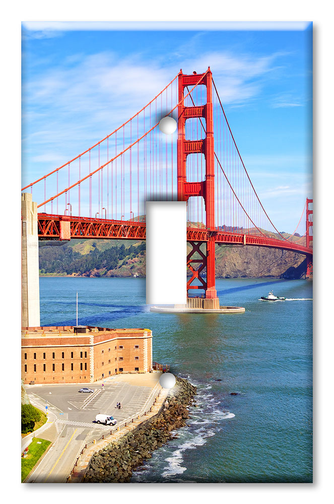 Art Plates - Decorative OVERSIZED Wall Plate - Outlet Cover - Golden Gate Bridge