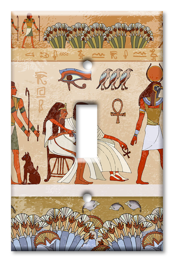 Art Plates - Decorative OVERSIZED Wall Plate - Outlet Cover - Hieroglyphics