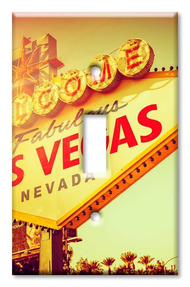 Art Plates - Decorative OVERSIZED Wall Plate - Outlet Cover - Las Vegas Sign