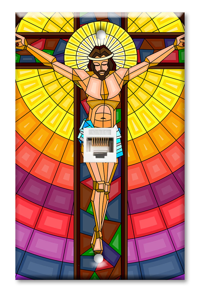 Jesus On Cross Stained Glass - #8645