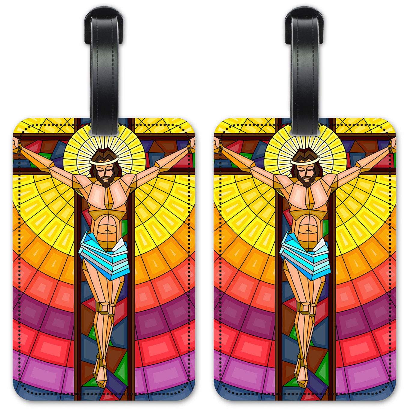 Jesus On Cross Stained Glass - #8645