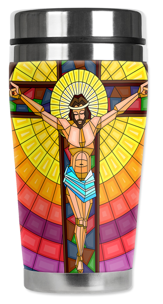 Jesus On Cross Stained Glass - #8645