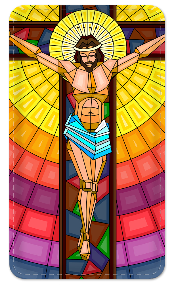 Jesus On Cross Stained Glass - #8645