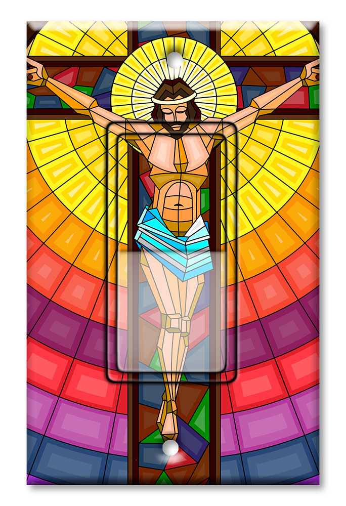 Jesus On Cross Stained Glass - #8645