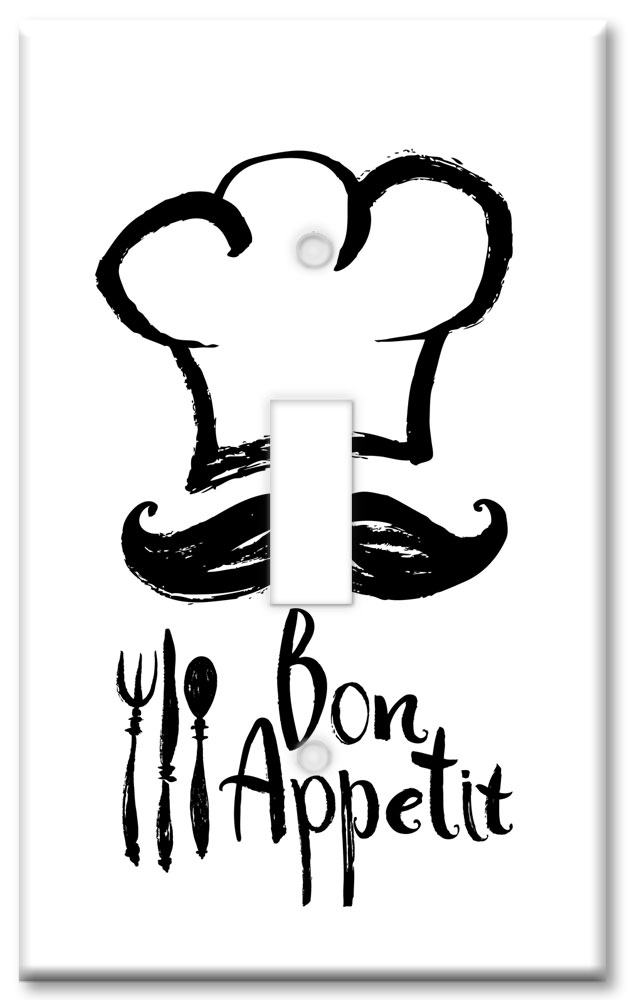 Art Plates - Decorative OVERSIZED Wall Plates & Outlet Covers - Bon Appetite and Chefs Hat