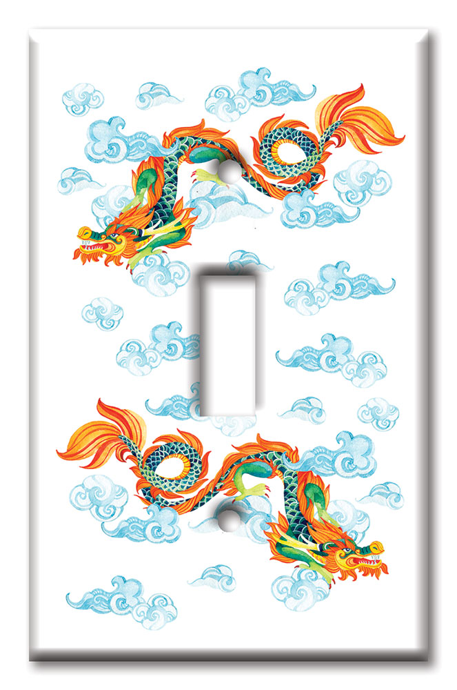 Art Plates - Decorative OVERSIZED Wall Plates & Outlet Covers - Chinese Dragon