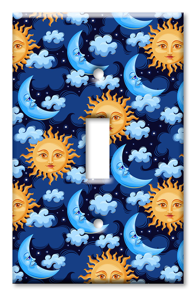 Art Plates - Decorative OVERSIZED Switch Plates & Outlet Covers - Moon and Sun