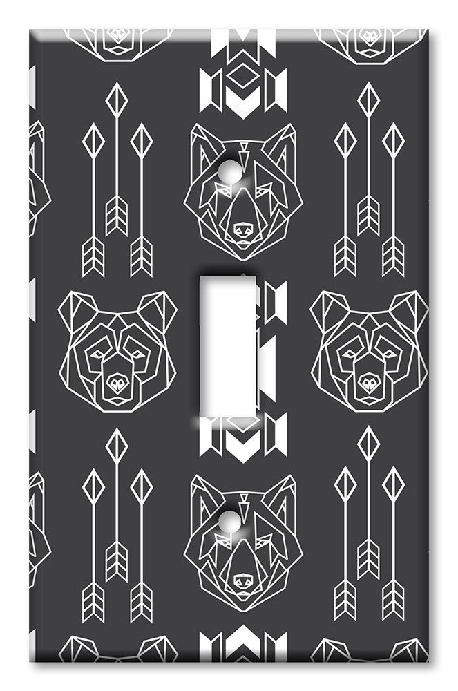 Art Plates - Decorative OVERSIZED Wall Plates & Outlet Covers - Bear and Wolf