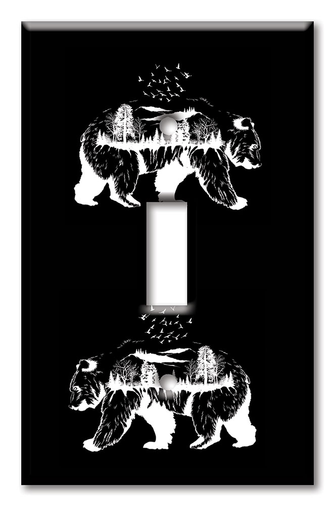 Art Plates - Decorative OVERSIZED Wall Plates & Outlet Covers - Bear Outline