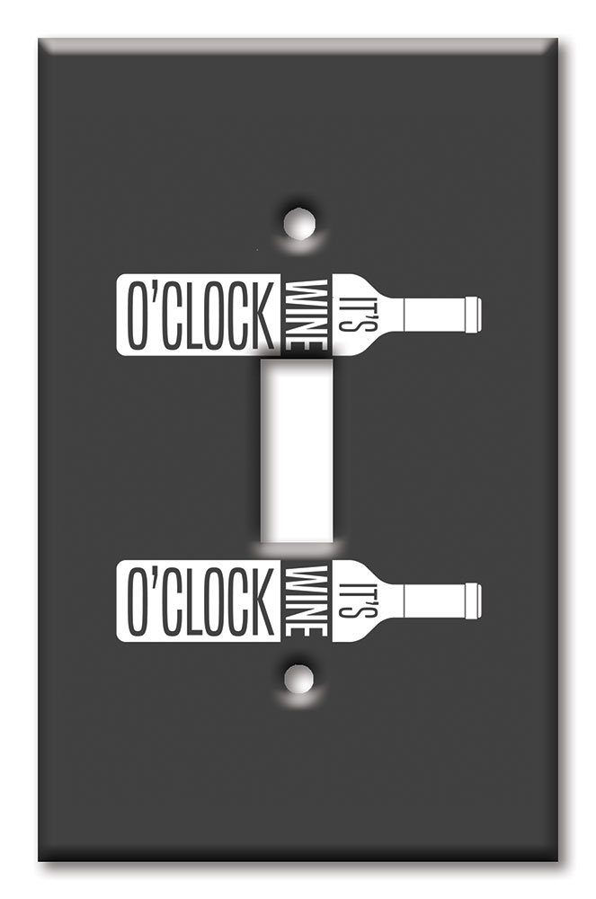 Art Plates - Decorative OVERSIZED Switch Plate - Outlet Cover - Wine O'Clock