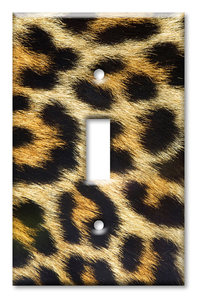 Art Plates - Decorative OVERSIZED Wall Plate - Outlet Cover - Faux Leopard Fur II