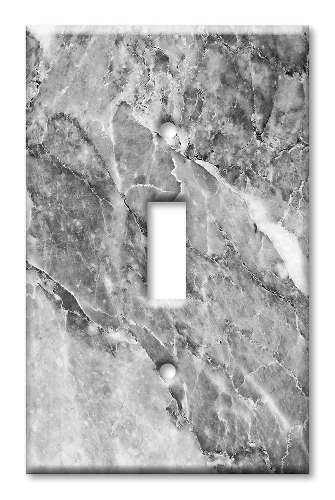 Art Plates - Decorative OVERSIZED Wall Plate - Outlet Cover - Grey and White Marble - Granite Print