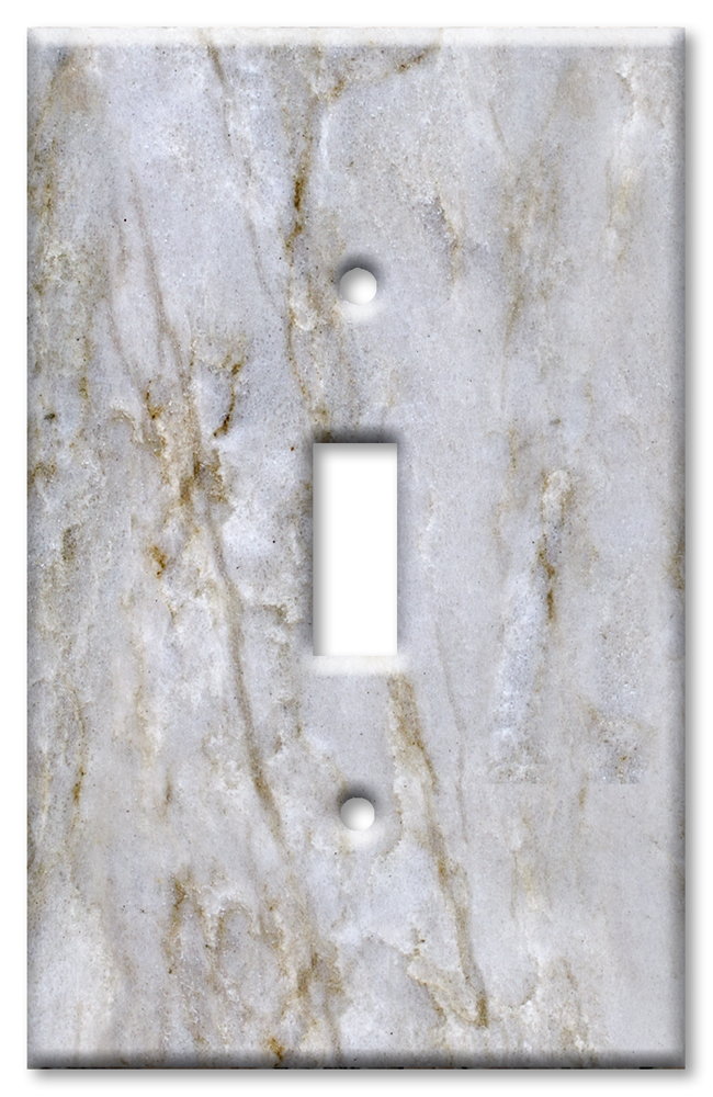 Art Plates - Decorative OVERSIZED Switch Plate - Outlet Cover - White Pearl Quartzite / Granite / Marble Print