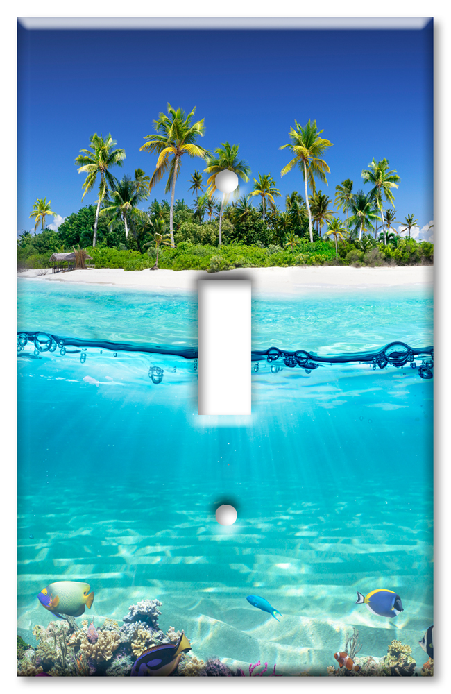 Art Plates - Decorative Switch Plate - Light Switch Cover Wall Plate - Outlet Cover - Tropical Ocean Island Beach - #8786