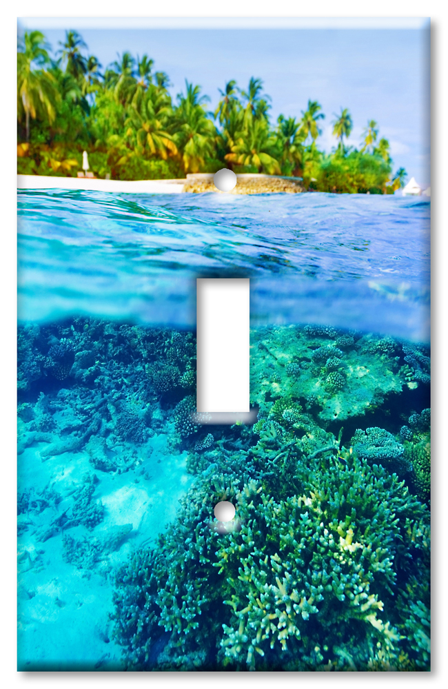 Art Plates - Decorative OVERSIZED Switch Plate - Outlet Cover - Tropical Ocean Island Coral Beach