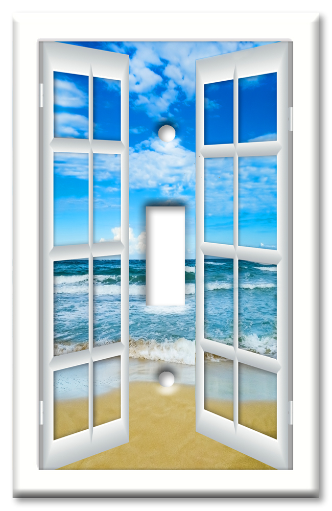 Art Plates - Decorative OVERSIZED Switch Plates & Outlet Covers - Ocean View Window