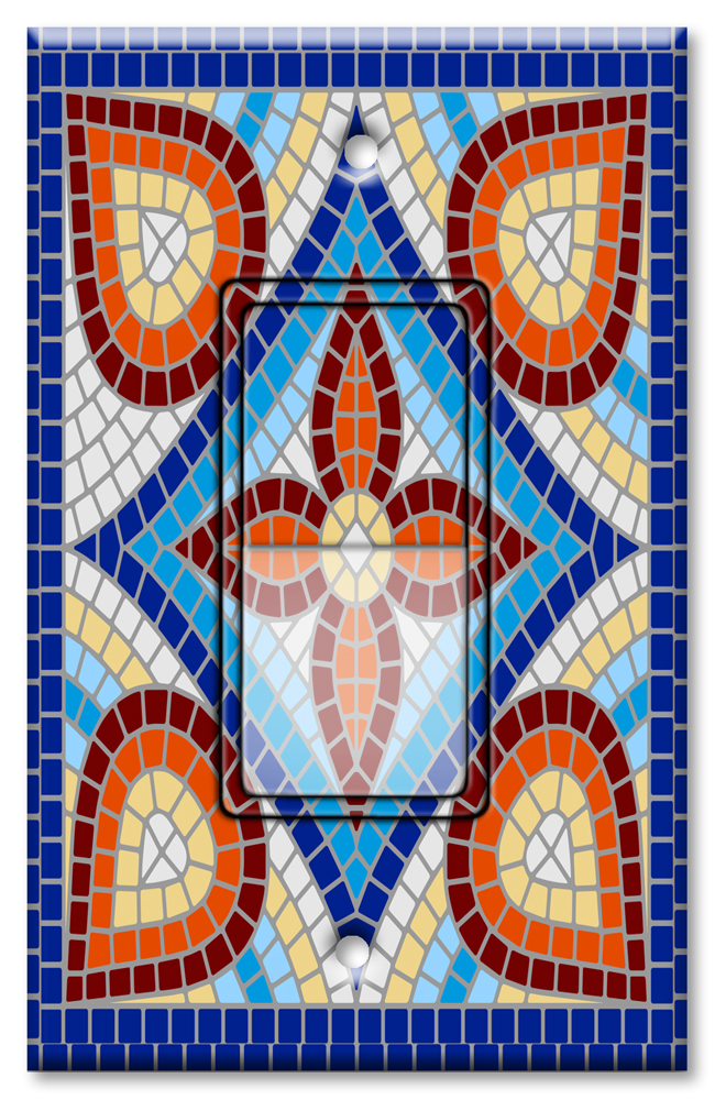 Blue / White Spanish Mosaic Tile Print - #8792