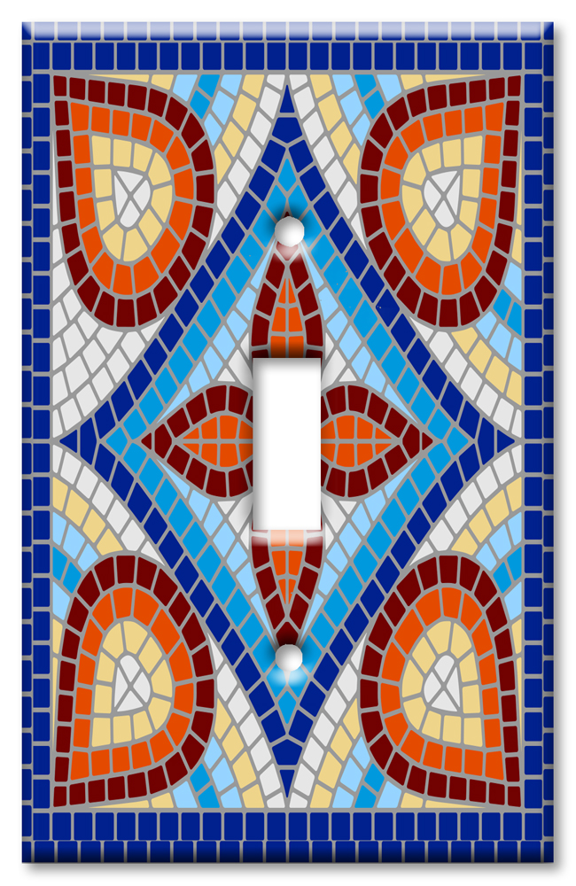 Blue / White Spanish Mosaic Tile Print - #8792