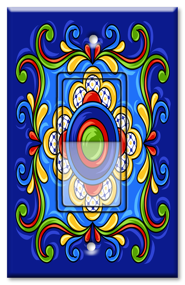 Dark Blue Mexican Talavera Tile Print - #8798