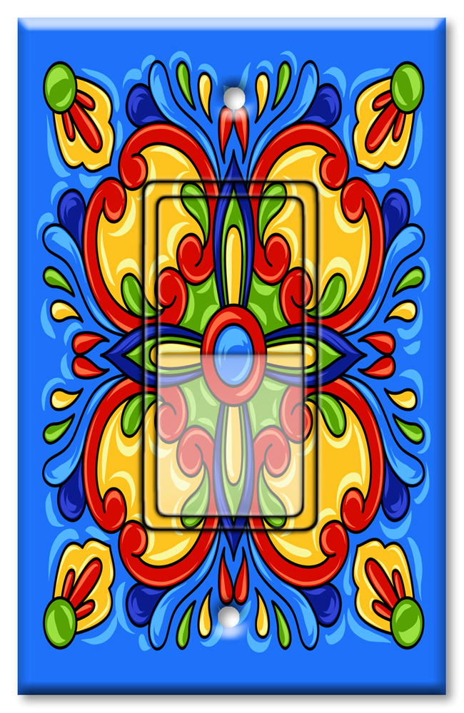 Blue Mexican Talavera Tile Print - #8799