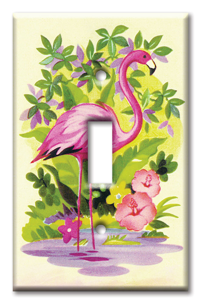 Art Plates - Decorative OVERSIZED Switch Plates & Outlet Covers - Pink Flamingo