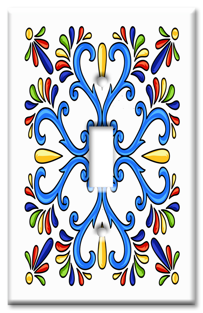 White / Blue Mexican Talavera Tile Print - #8802