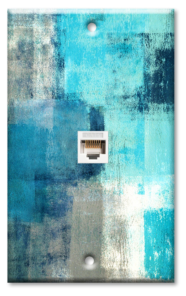 Turquoise and Grey Abstract Art - #8813