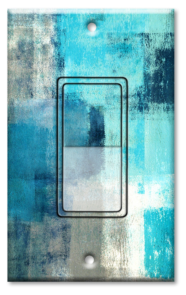 Turquoise and Grey Abstract Art - #8813