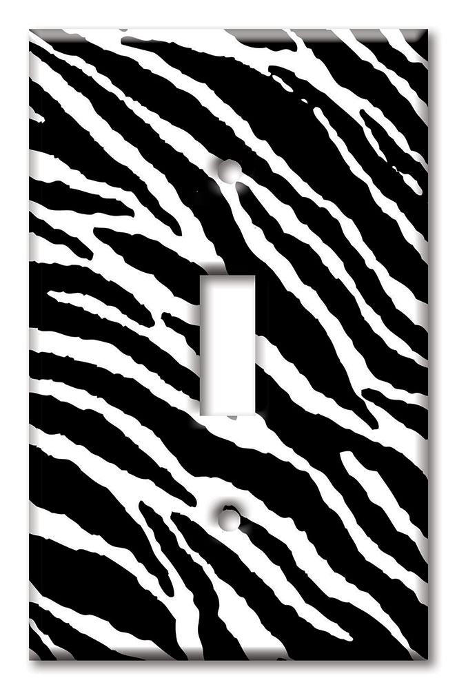 Art Plates - Decorative OVERSIZED Wall Plates & Outlet Covers - Black and white Zebra