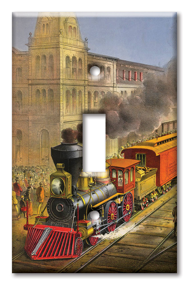 Art Plates - Decorative OVERSIZED Wall Plates & Outlet Covers - Currier and Ives Train