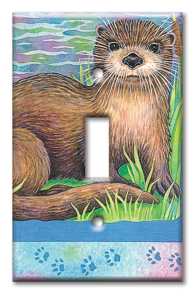 Art Plates - Decorative OVERSIZED Switch Plate - Outlet Cover - River Otter