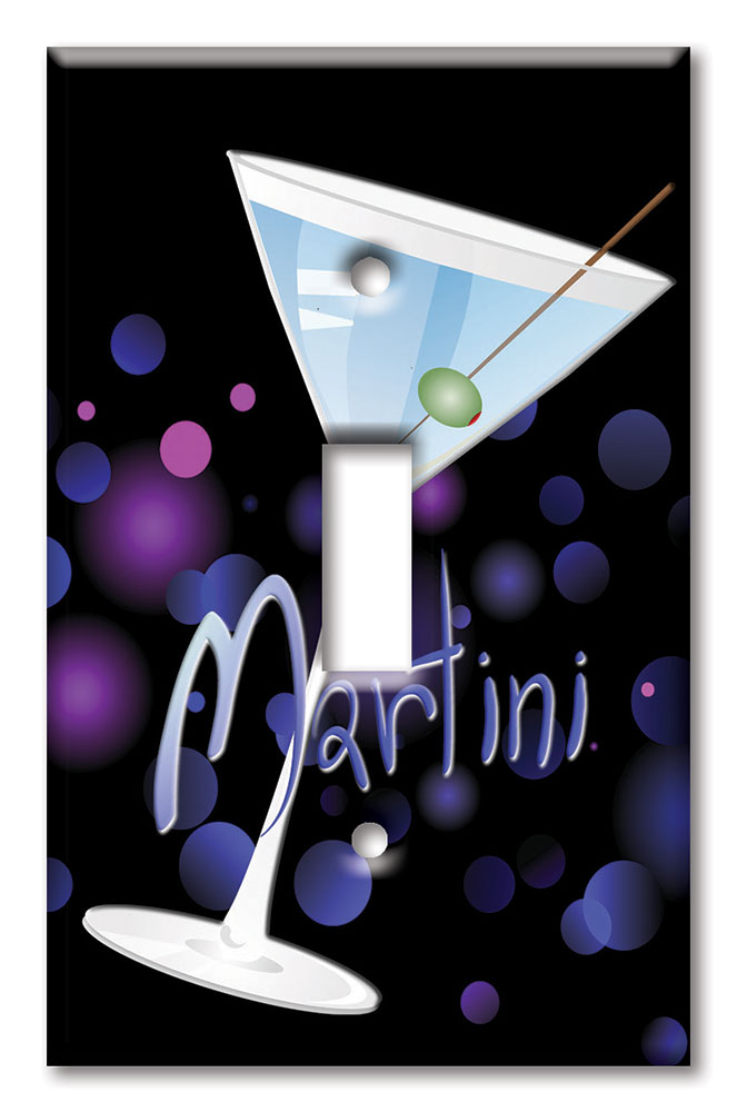 Art Plates - Decorative OVERSIZED Wall Plates & Outlet Covers - Blue Martini