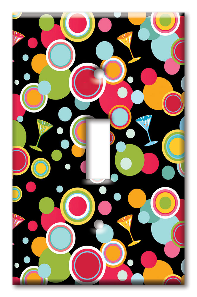 Art Plates - Decorative OVERSIZED Switch Plates & Outlet Covers - Martini Polka Dots