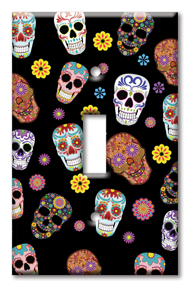 Art Plates - Decorative OVERSIZED Switch Plate - Outlet Cover - Sugar Skull Toss