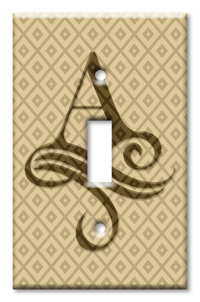Art Plates - Decorative OVERSIZED Switch Plates & Outlet Covers - Letter "A" Monogram