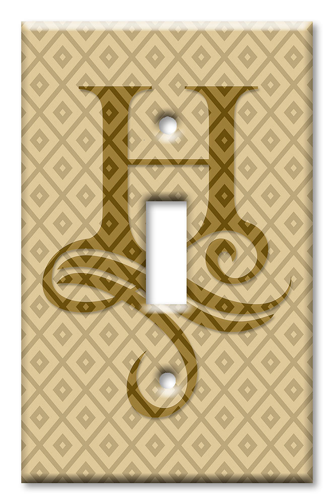 Art Plates - Decorative OVERSIZED Switch Plates & Outlet Covers - Letter "H" Monogram