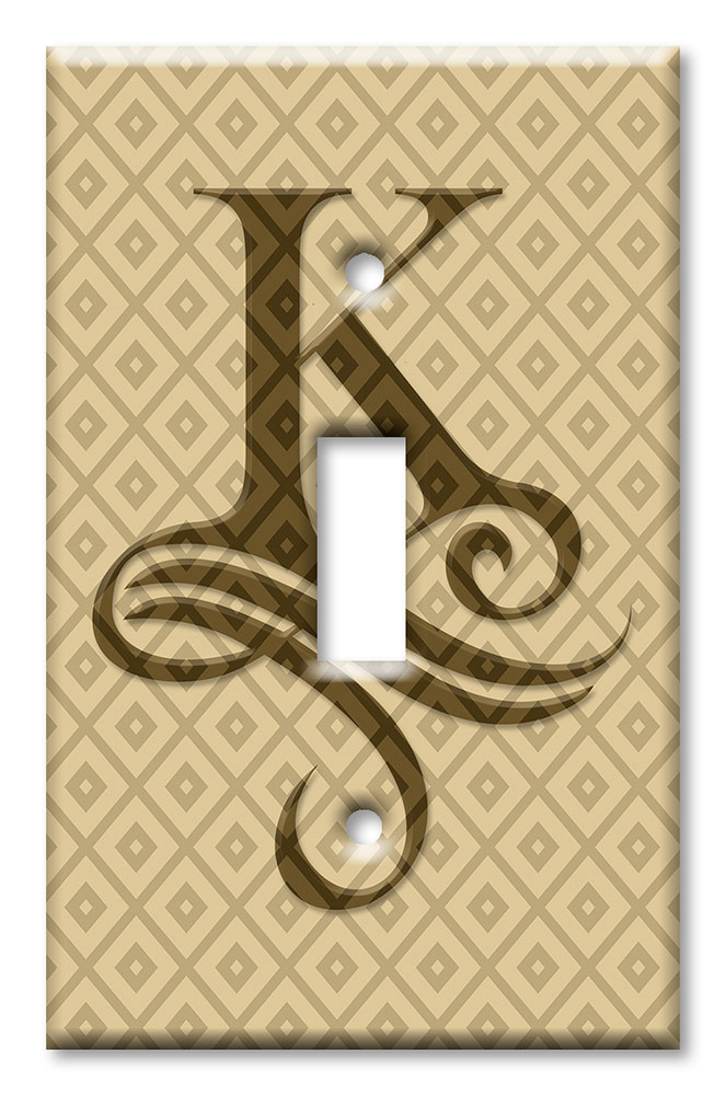 Art Plates - Decorative OVERSIZED Switch Plates & Outlet Covers - Letter "K" Monogram