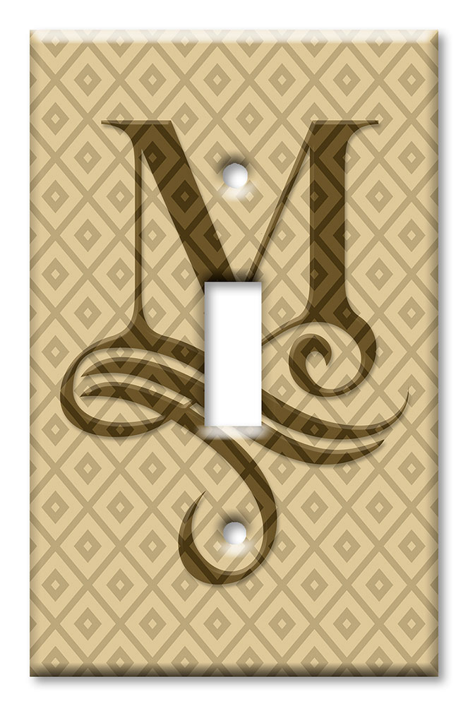 Art Plates - Decorative OVERSIZED Switch Plates & Outlet Covers - Letter "M" Monogram