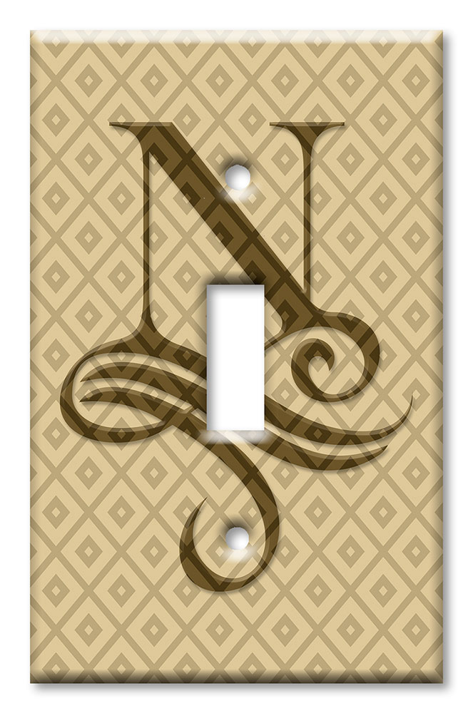 Art Plates - Decorative OVERSIZED Switch Plates & Outlet Covers - Letter "N" Monogram