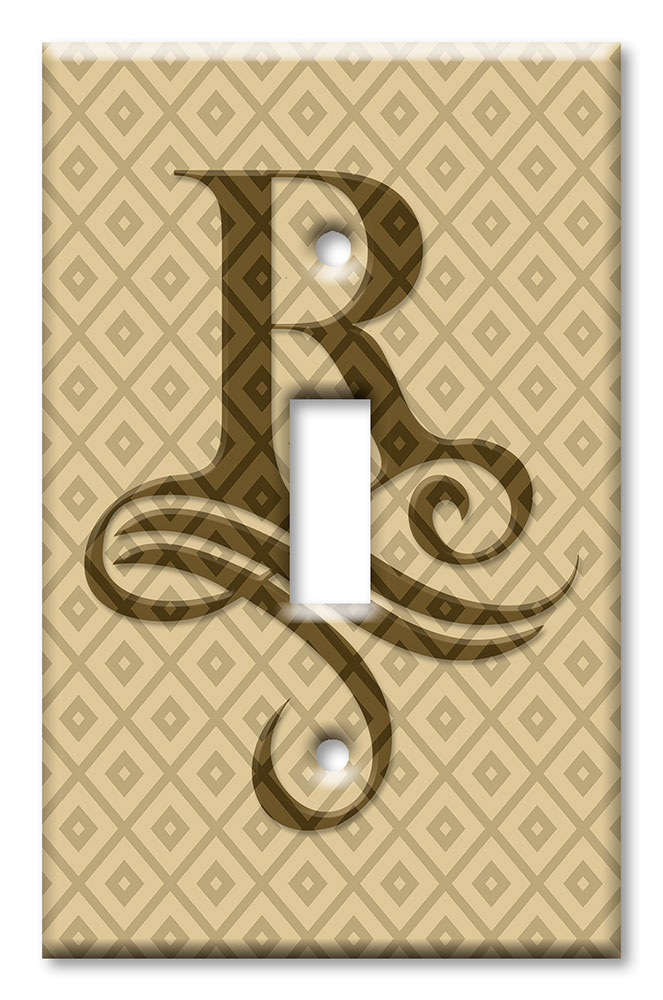 Art Plates - Decorative OVERSIZED Switch Plates & Outlet Covers - Letter "R" Monogram