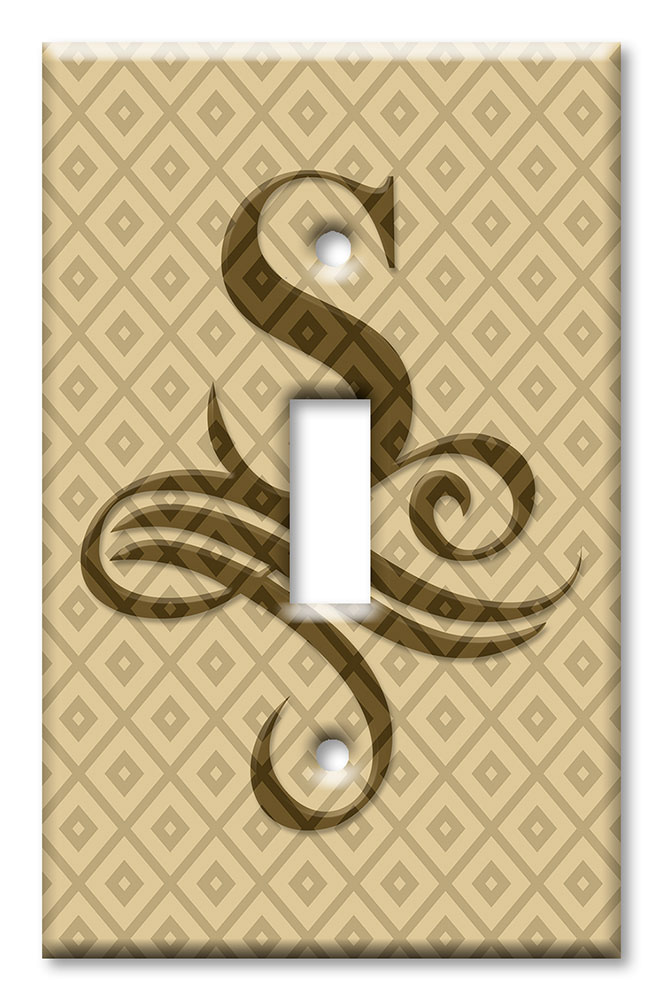 Art Plates - Decorative OVERSIZED Switch Plates & Outlet Covers - Letter "S" Monogram