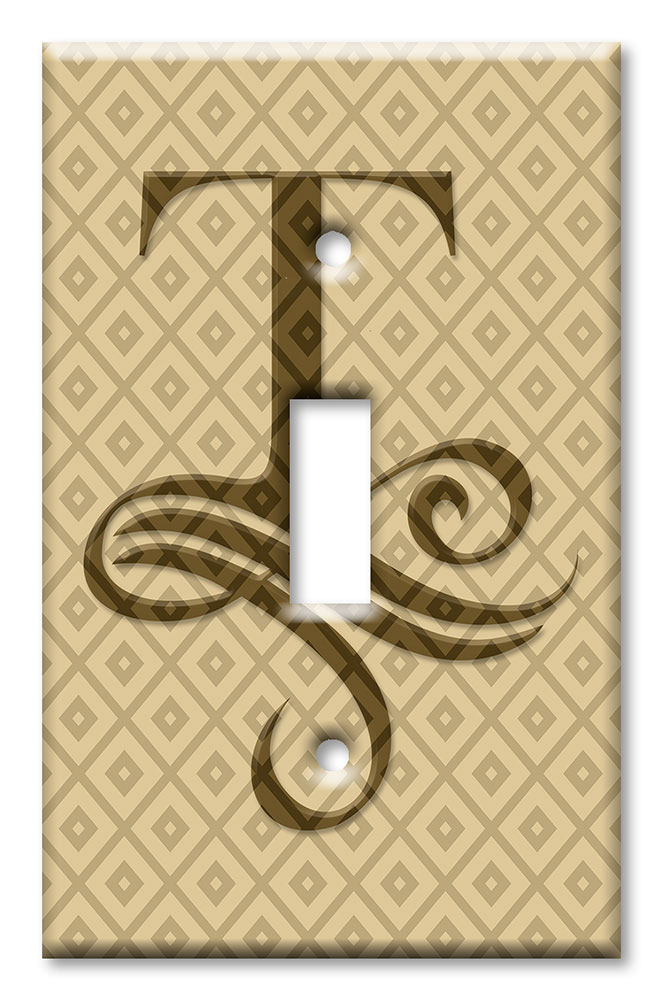 Art Plates - Decorative OVERSIZED Switch Plates & Outlet Covers - Letter "T" Monogram