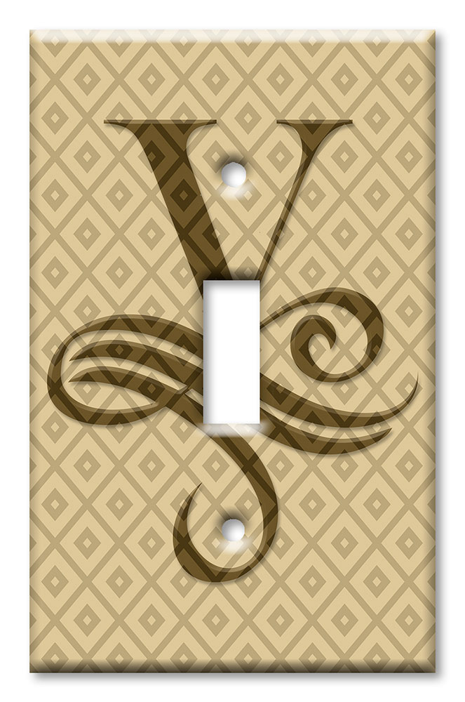 Art Plates - Decorative OVERSIZED Switch Plates & Outlet Covers - Letter "V" Monogram