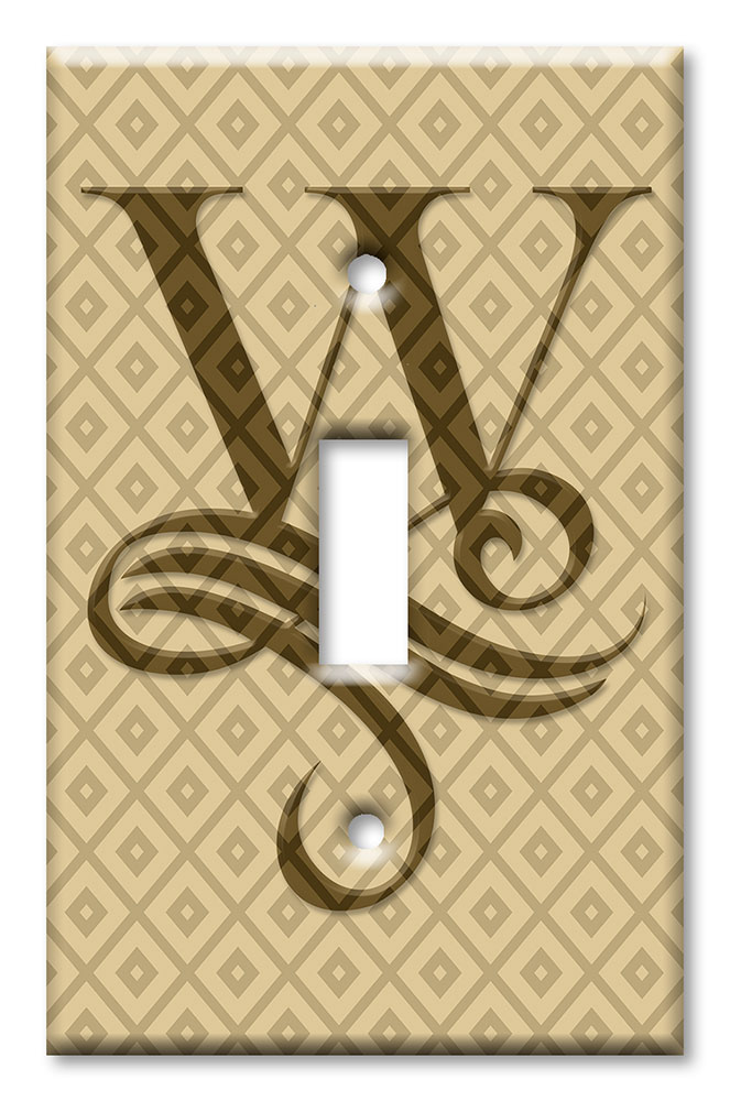 Art Plates - Decorative OVERSIZED Switch Plates & Outlet Covers - Letter "W" Monogram