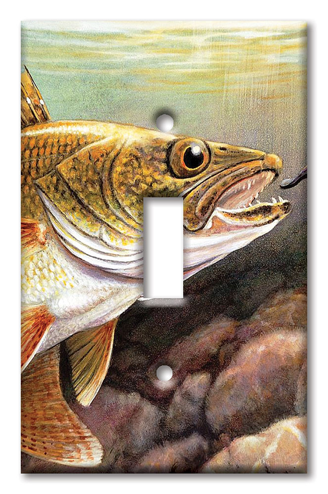 Art Plates - Decorative OVERSIZED Switch Plate - Outlet Cover - Walleye Fish