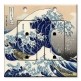 Printed 2 Gang Decora Duplex Receptacle Outlet with matching Wall Plate - Hokusai: Great Wave
