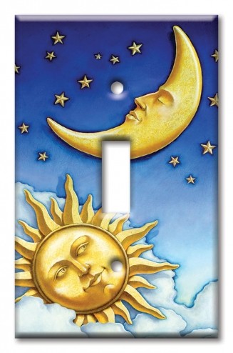 Art Plates - Decorative OVERSIZED Switch Plates & Outlet Covers - Moon and Sun II