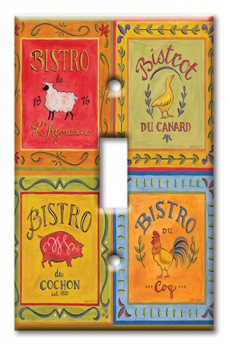 Art Plates - Decorative OVERSIZED Wall Plates & Outlet Covers - Bistro Signs