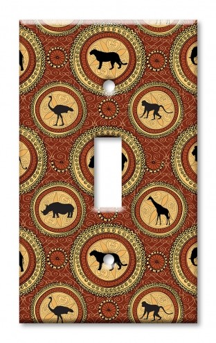 Art Plates - Decorative OVERSIZED Wall Plates & Outlet Covers - African Theme Animal Circles